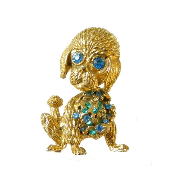 Hobé rhinestone dog trembler brooch