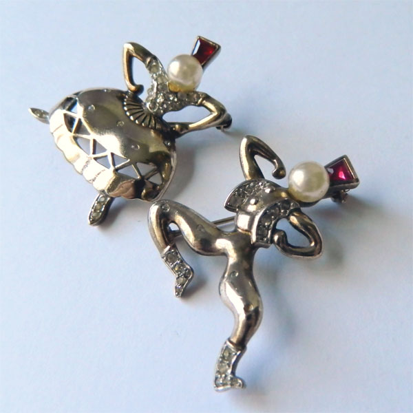 Trifari Russian dancers brooch set