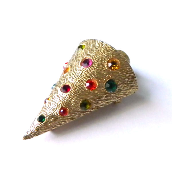 rhinestone Christmas tree pin