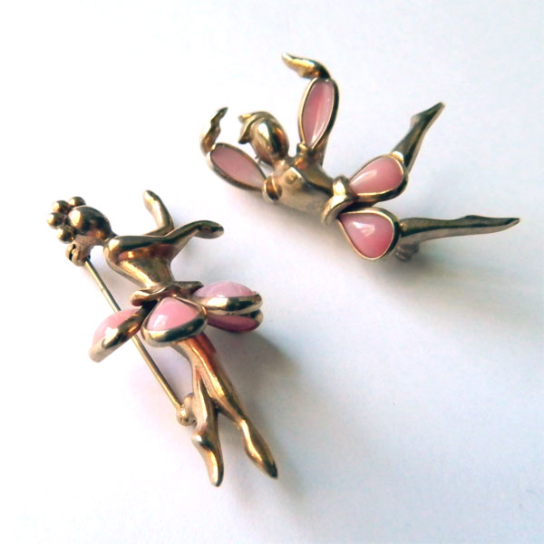 Trifari Petalettes ballet dancers brooch set