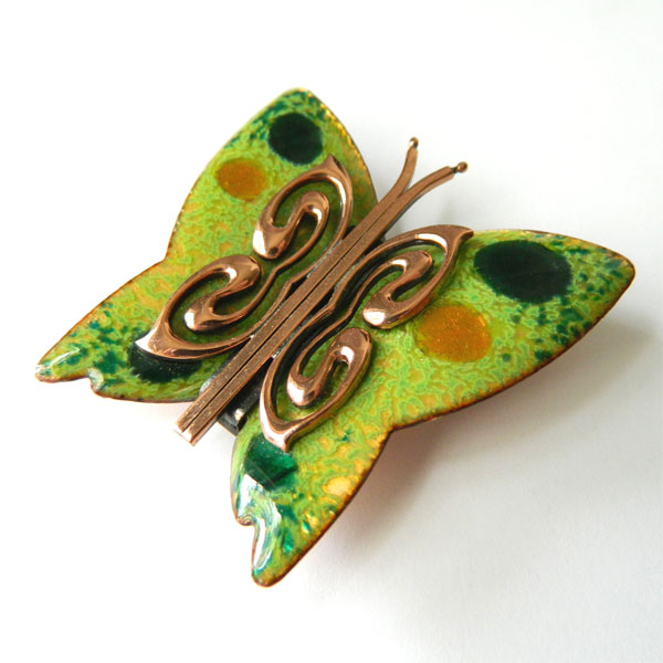 1950s Matisse enameled butterfly brooch