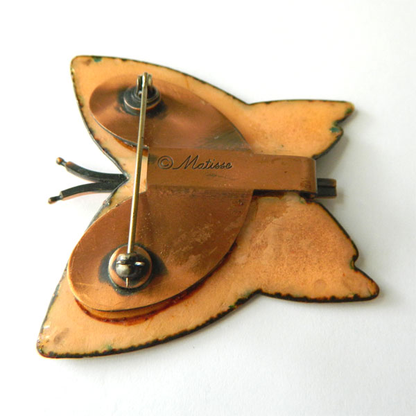 1950's Matisse enameled butterfly brooch