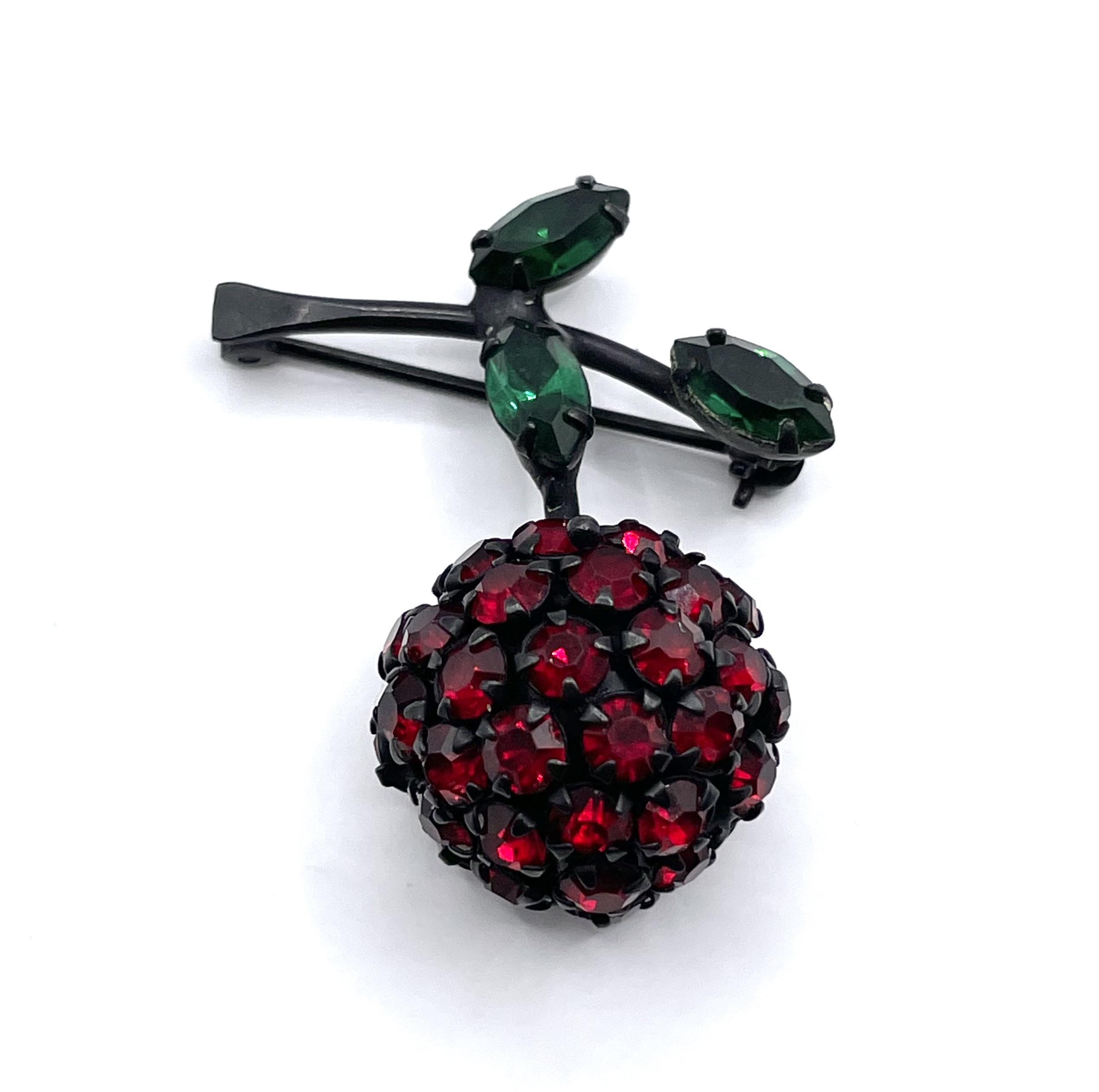 Warner rhinestone cherry brooch
