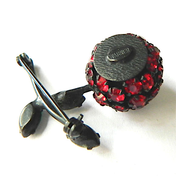 Warner rhinestone cherry brooch
