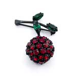 Rhinestone cherry brooch