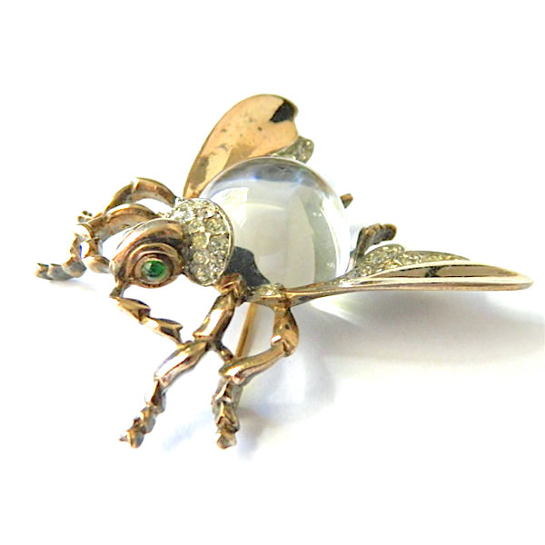 DSF Antique Jewelry Trifari 1940’s Alfred Philippe Sterling Silver Jelly Belly Spider Brooch