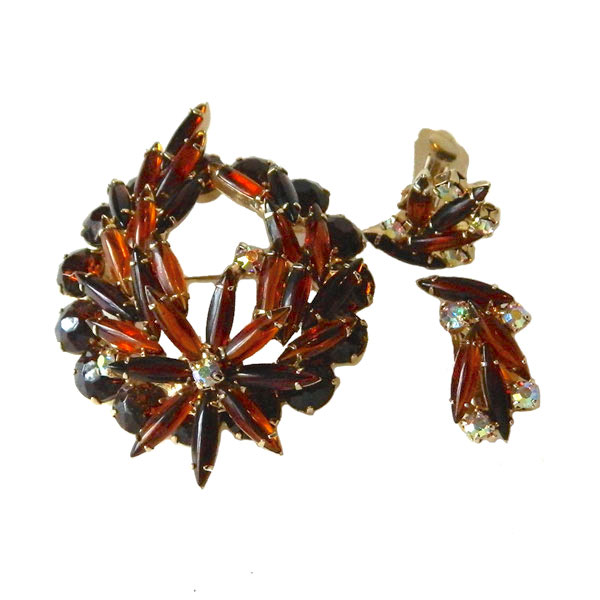 Juliana rhinestone brooch and earrings