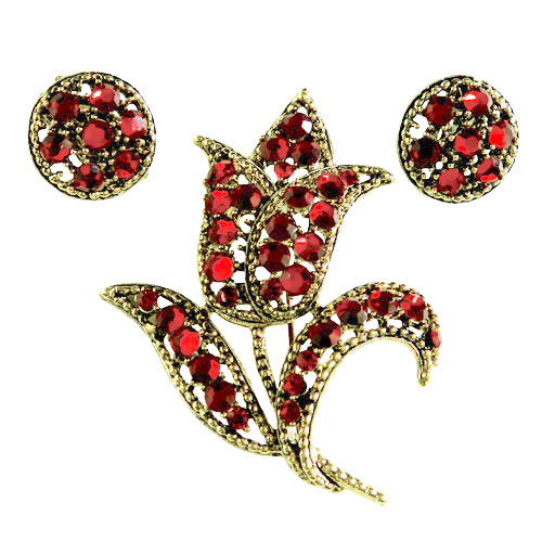 Weiss rhinestone brooch and earrings