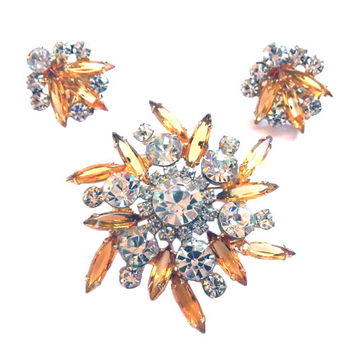 Juliana rhinestone brooch and earrings