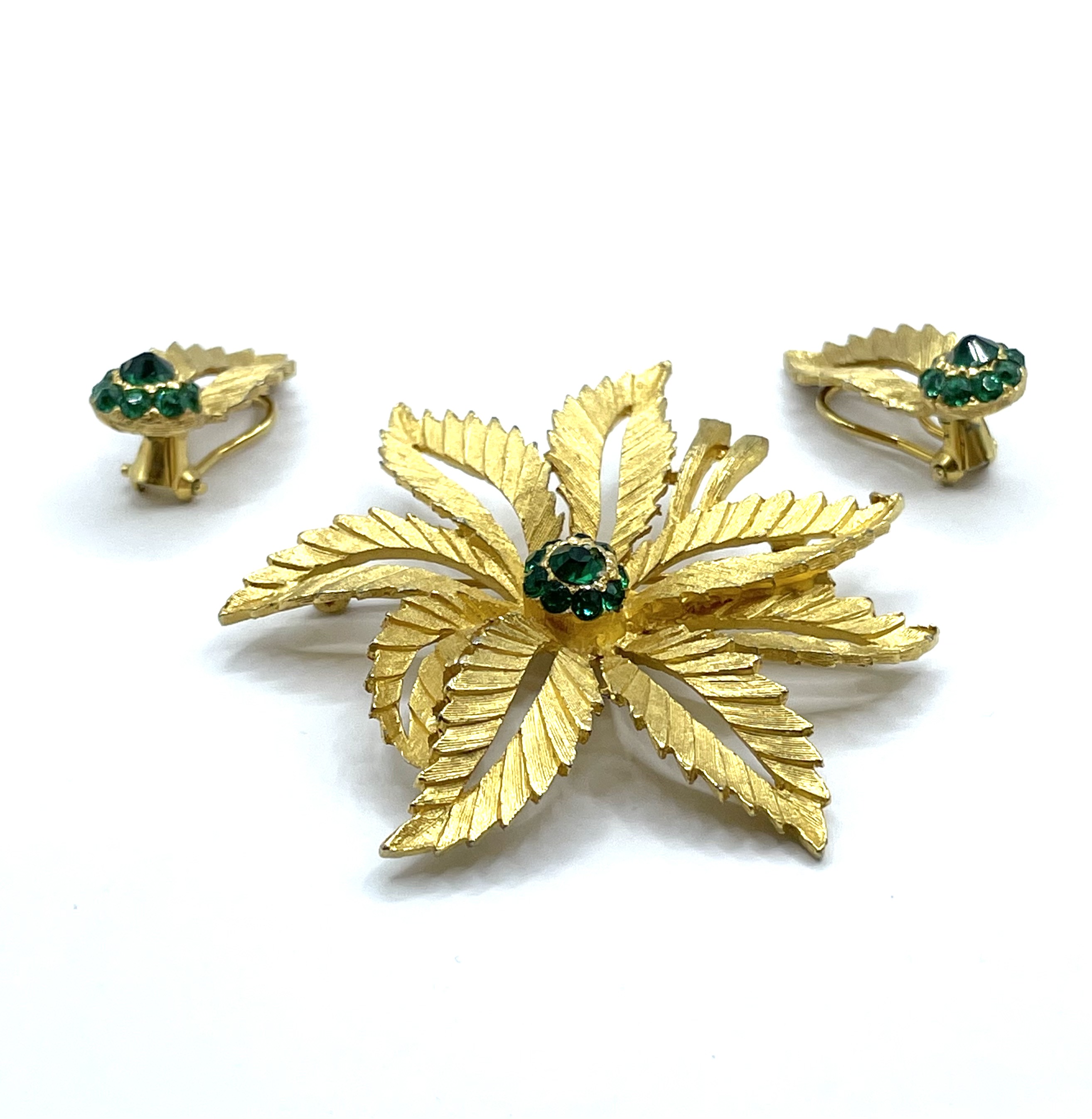 green rhinestone parure