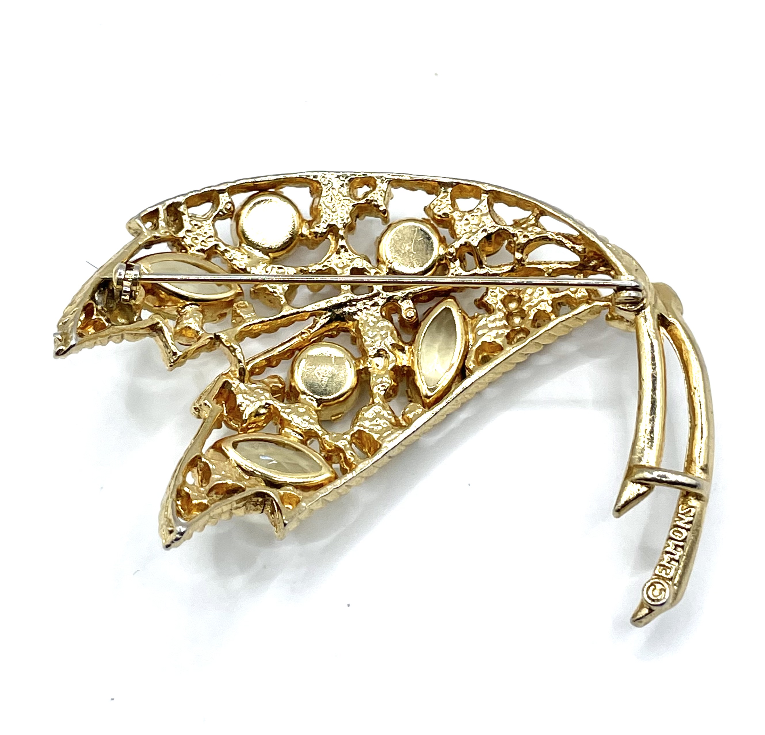 1950s yellow rhinestone brooch