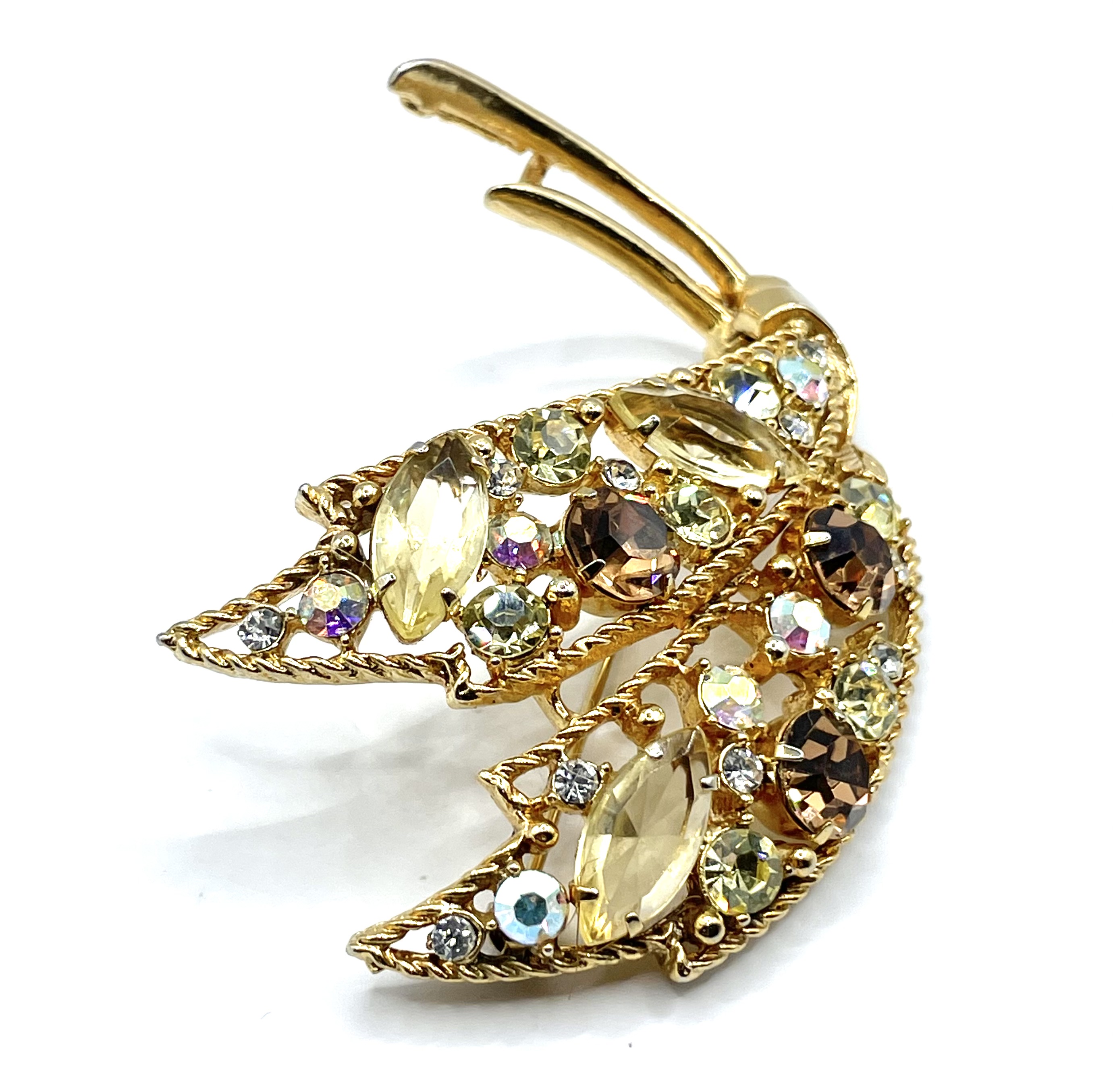 Emmons rhinestone brooch and earring set