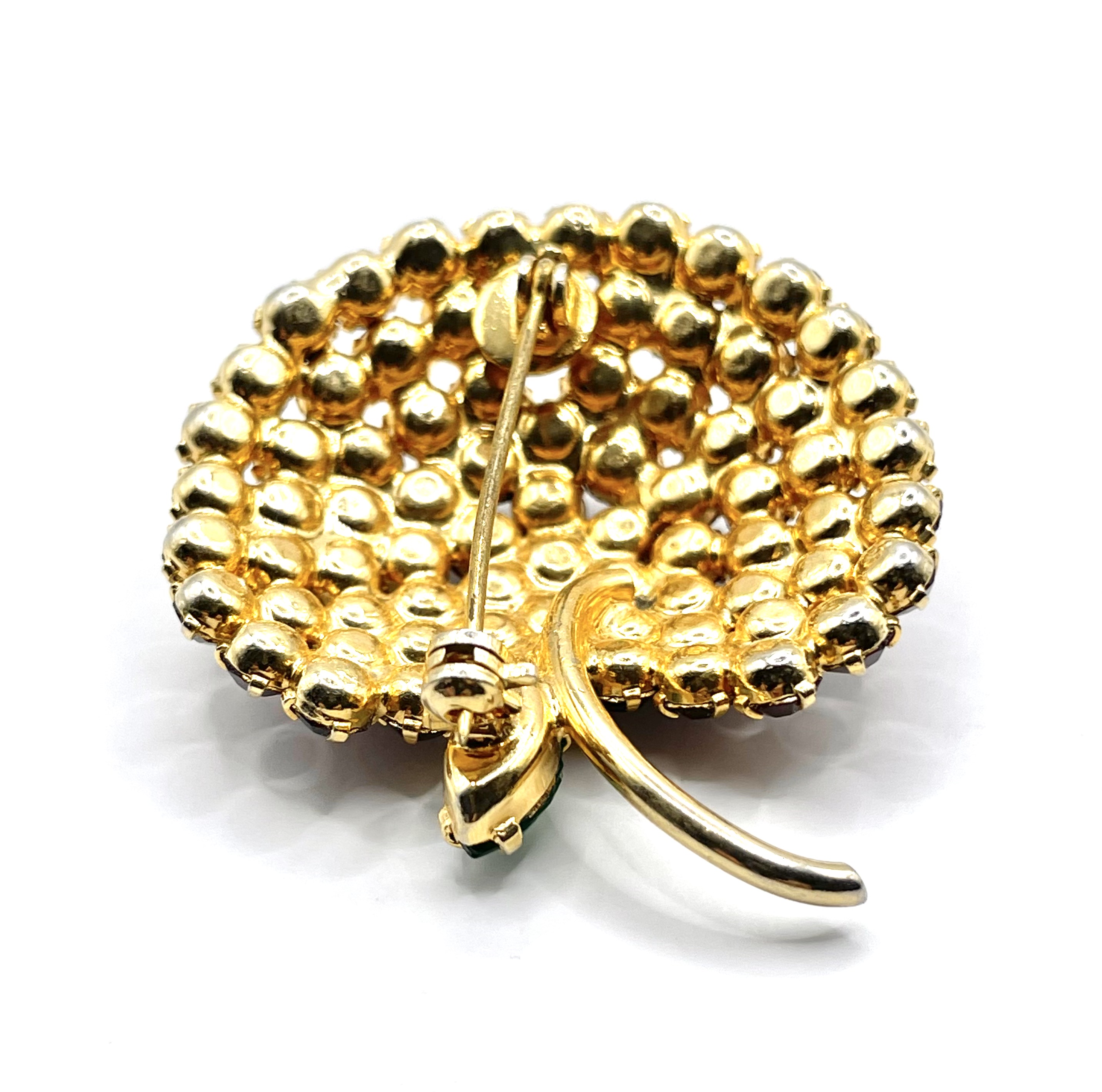 Rhinestone apple brooch and earring set