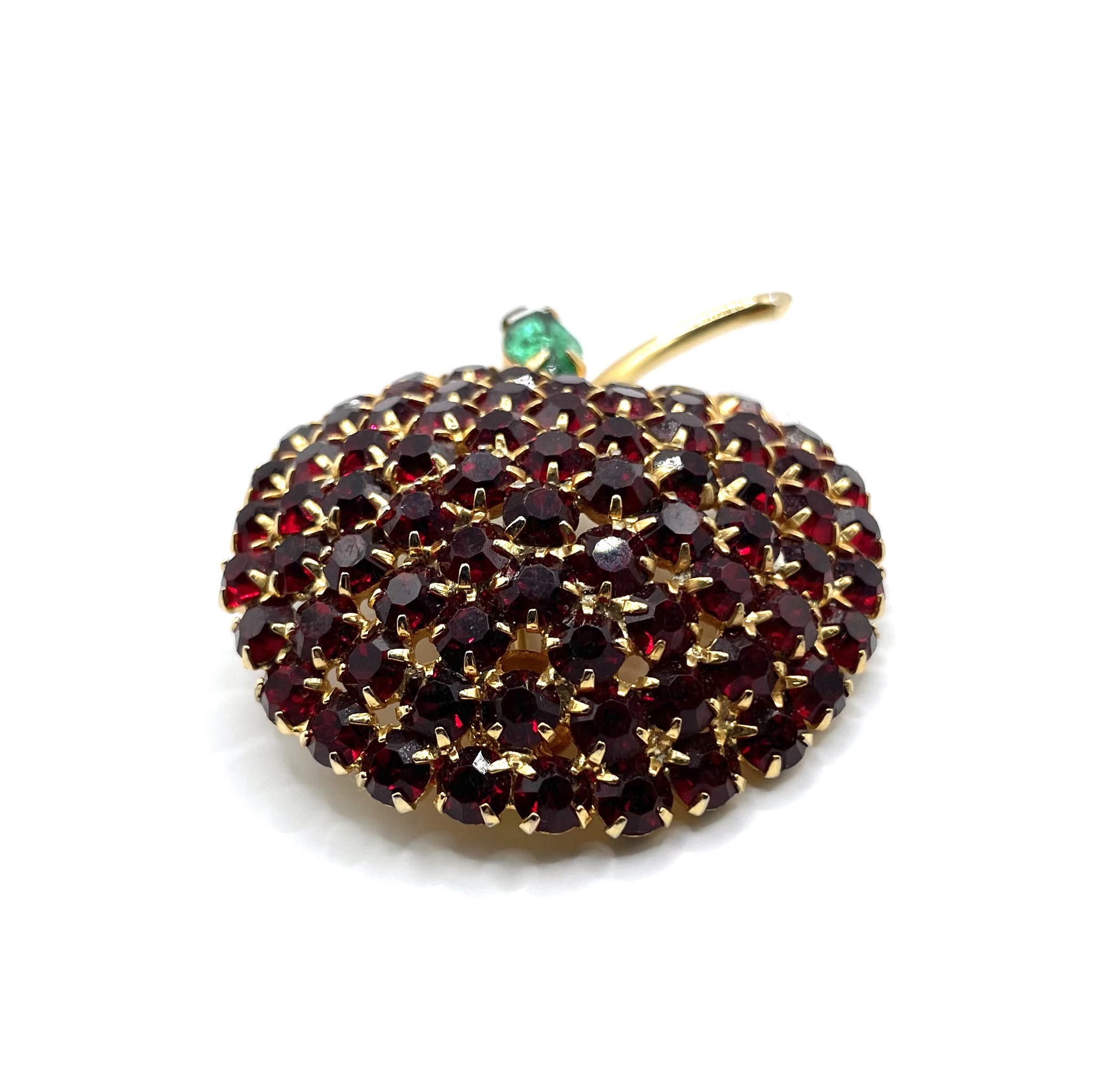 red apple rhinestone brooch