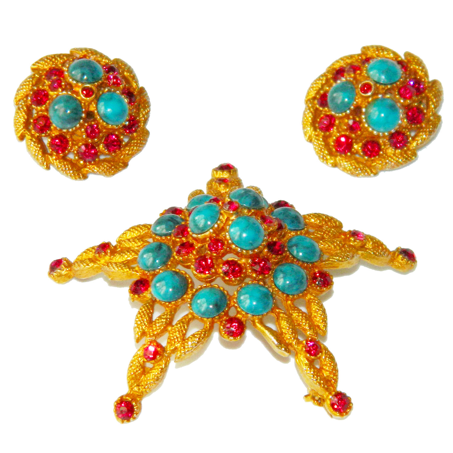 Har rhinestone brooch and earring set
