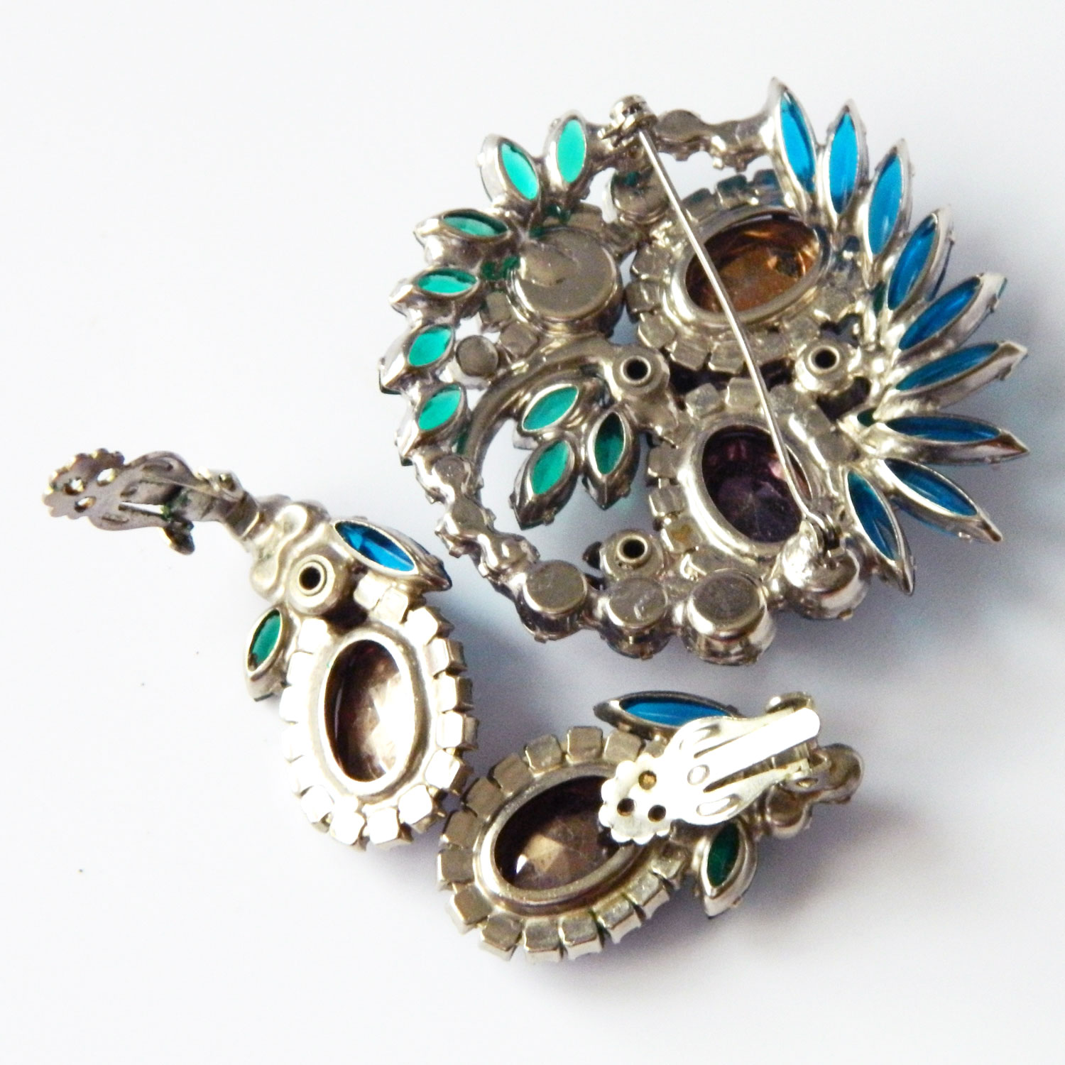 Juliana rhinestone brooch and earring set