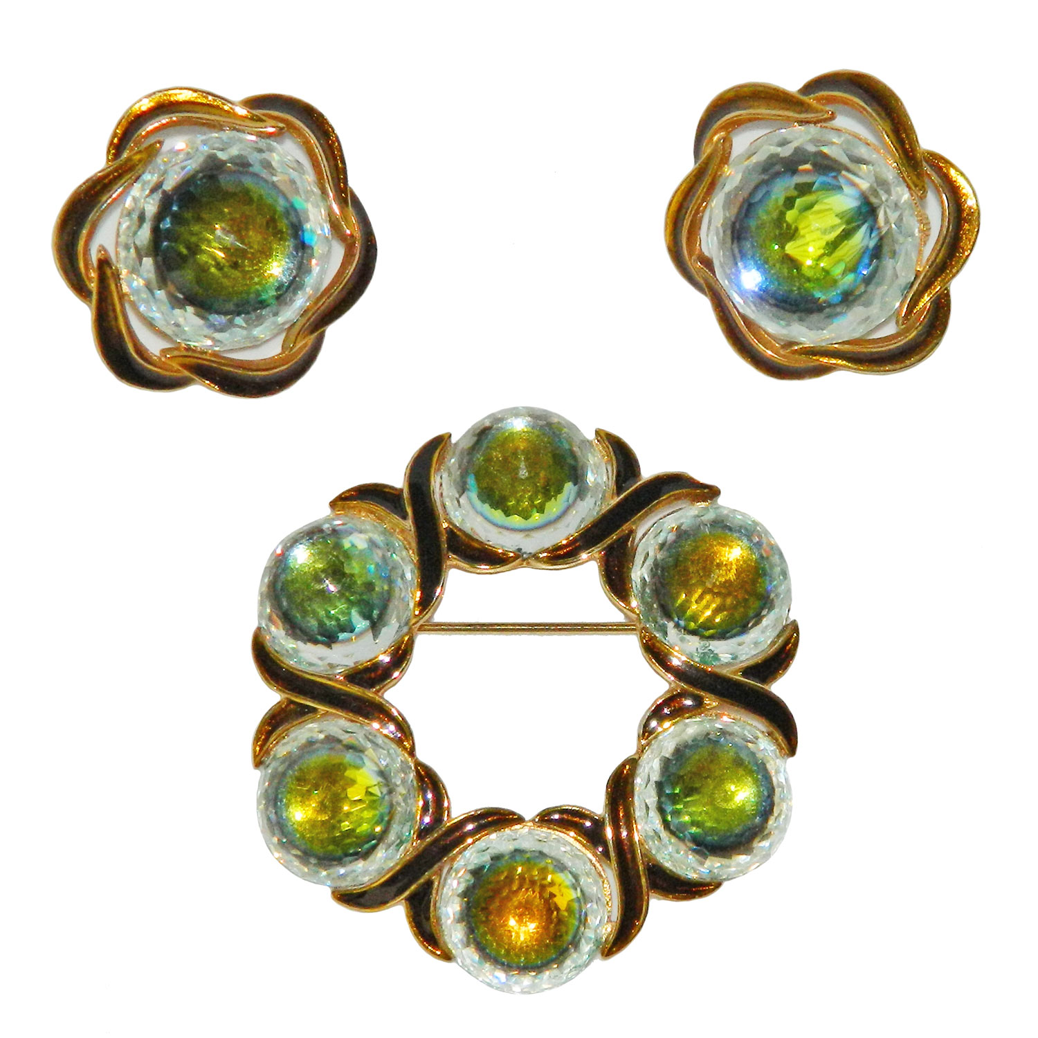 Vendome rhinestone brooch set