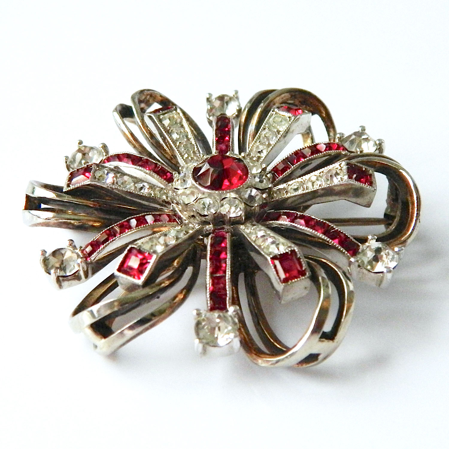 Rhinestone brooch and earring set