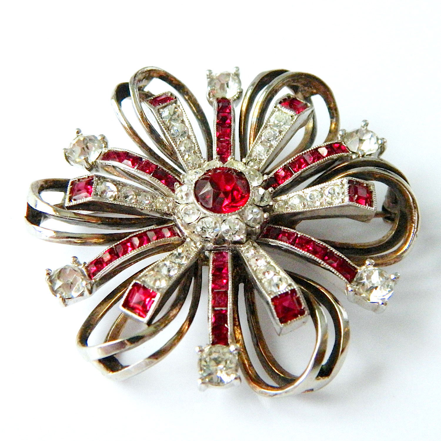 Rhinestone brooch and earring set