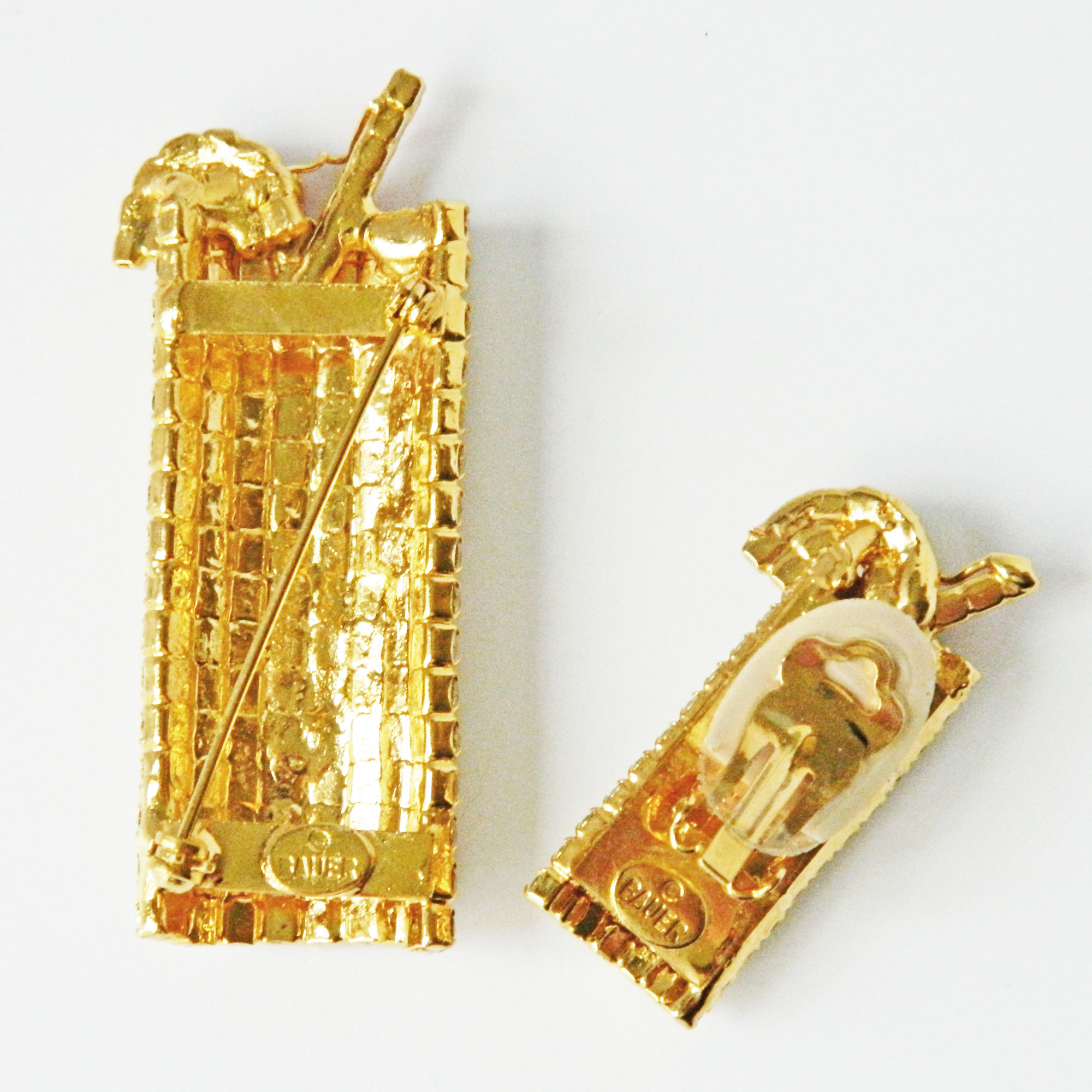 Dorothy Bauer rhinestone brooch and earring set