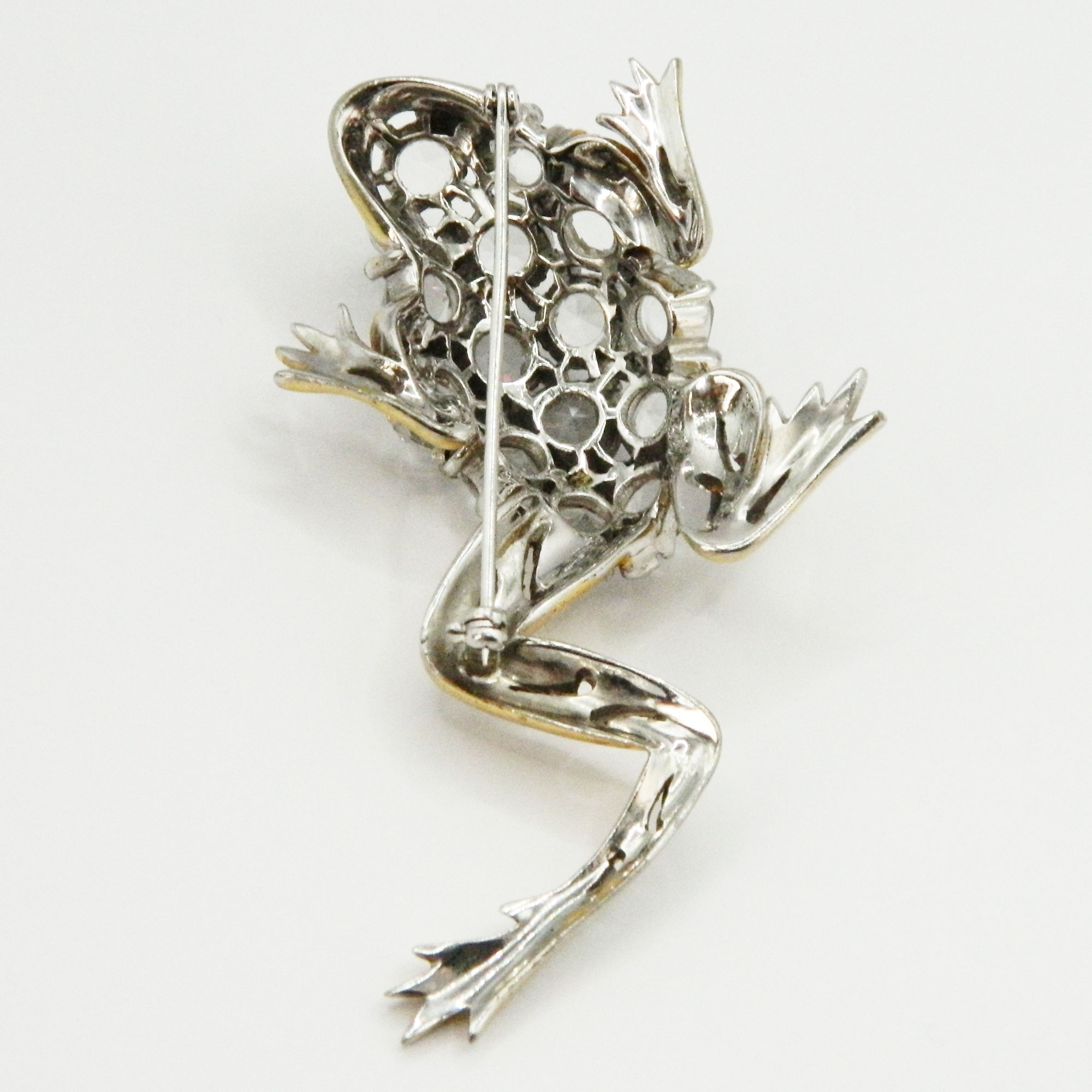 1940s Reja rhinestone frog brooch and earring set