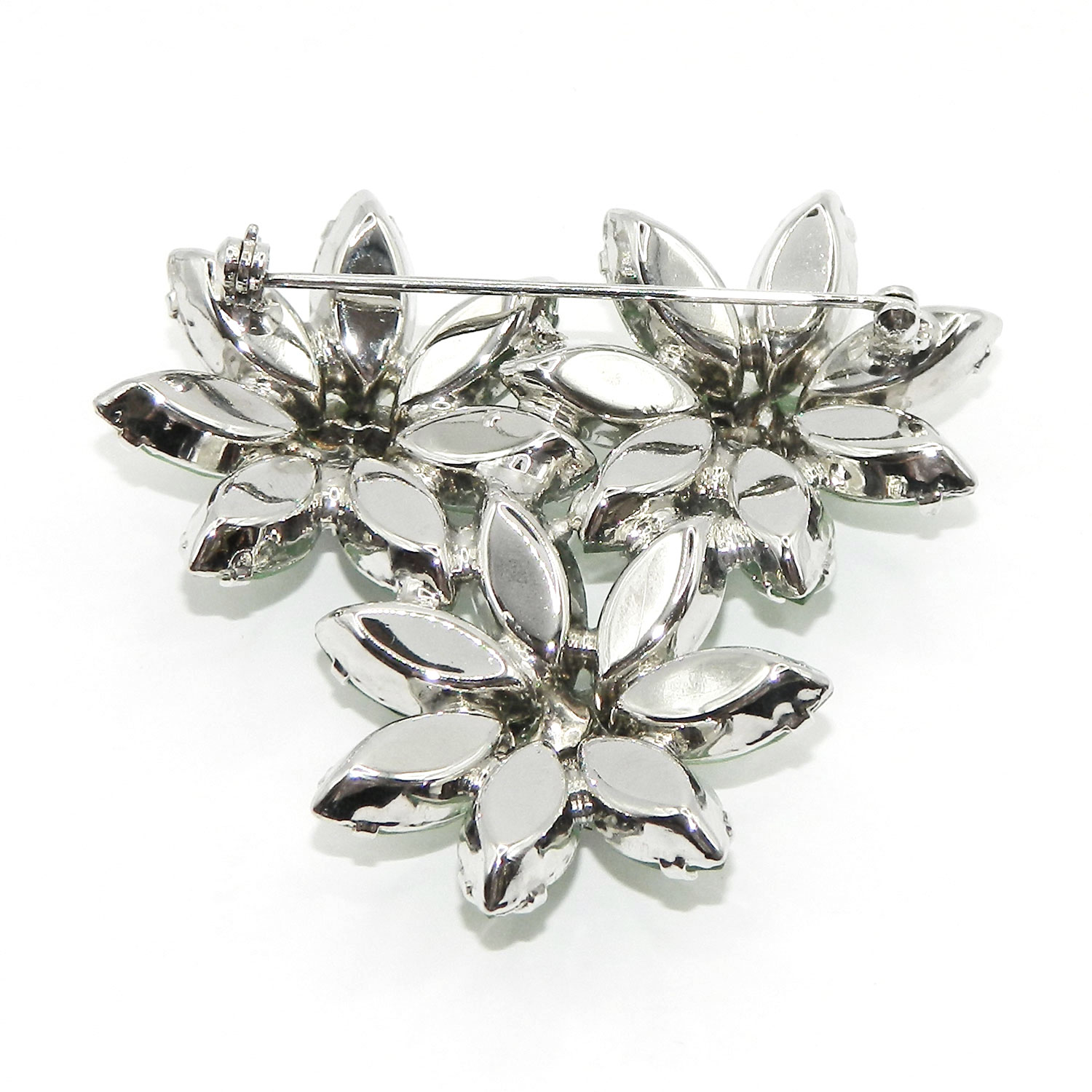 Vintage green rhinestone brooch and earring set