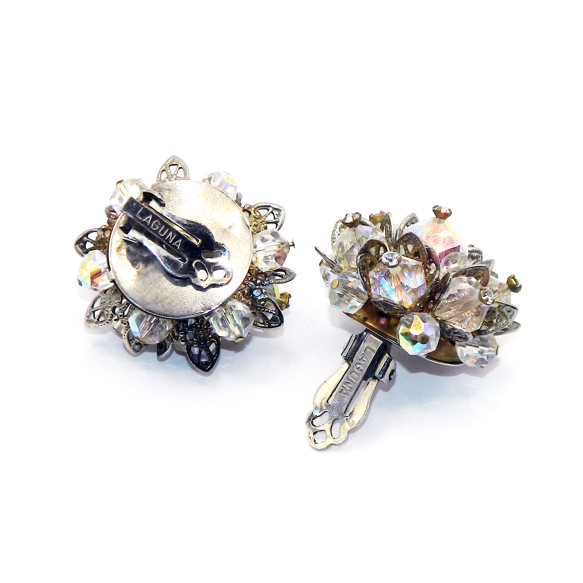 1950s Laguna crystal brooch and earring set