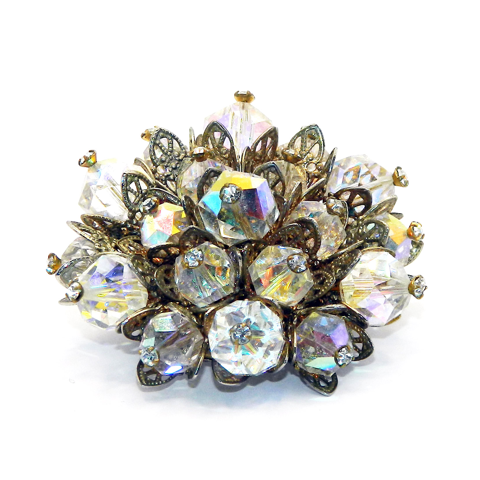 1950s Laguna crystal brooch and earring set