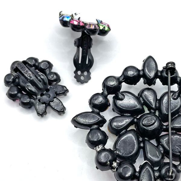 1950s Weiss rhinestone brooch and earring set