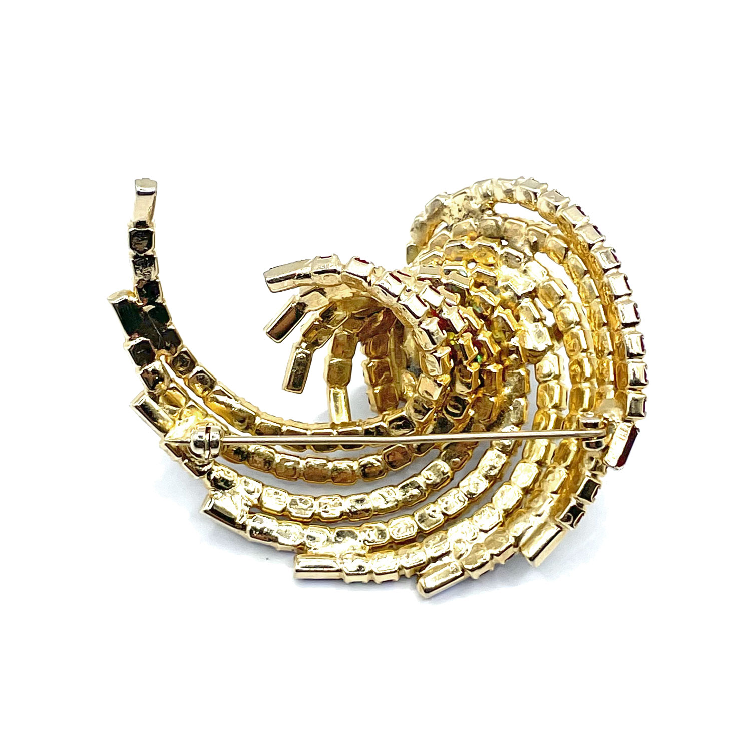 1960s red rhinestone brooch and earring set