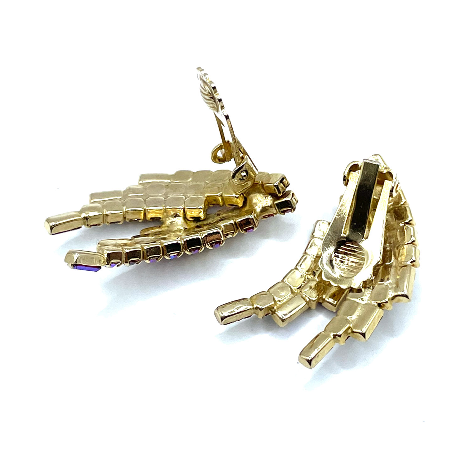 1960s red rhinestone brooch and earring set