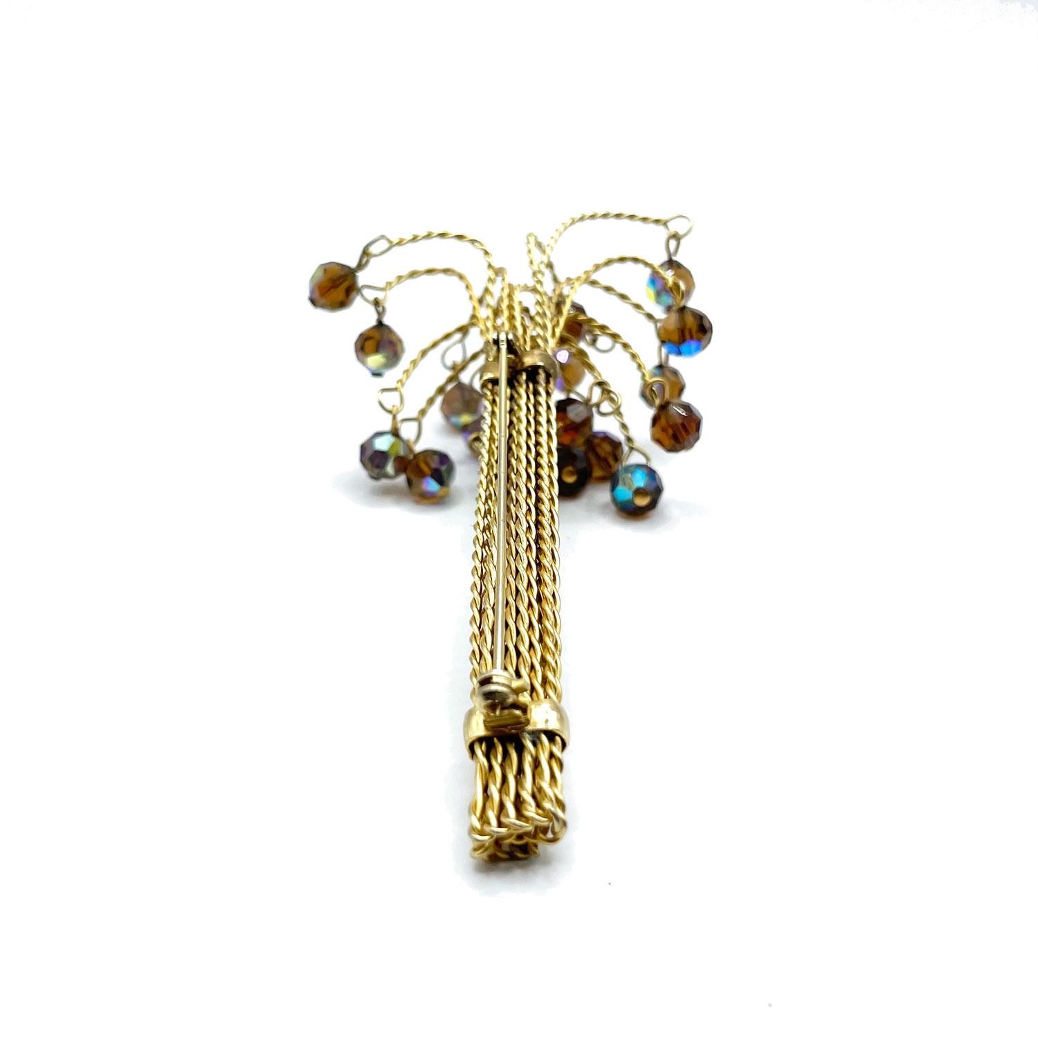 1960s crystal bead brooch and earring set