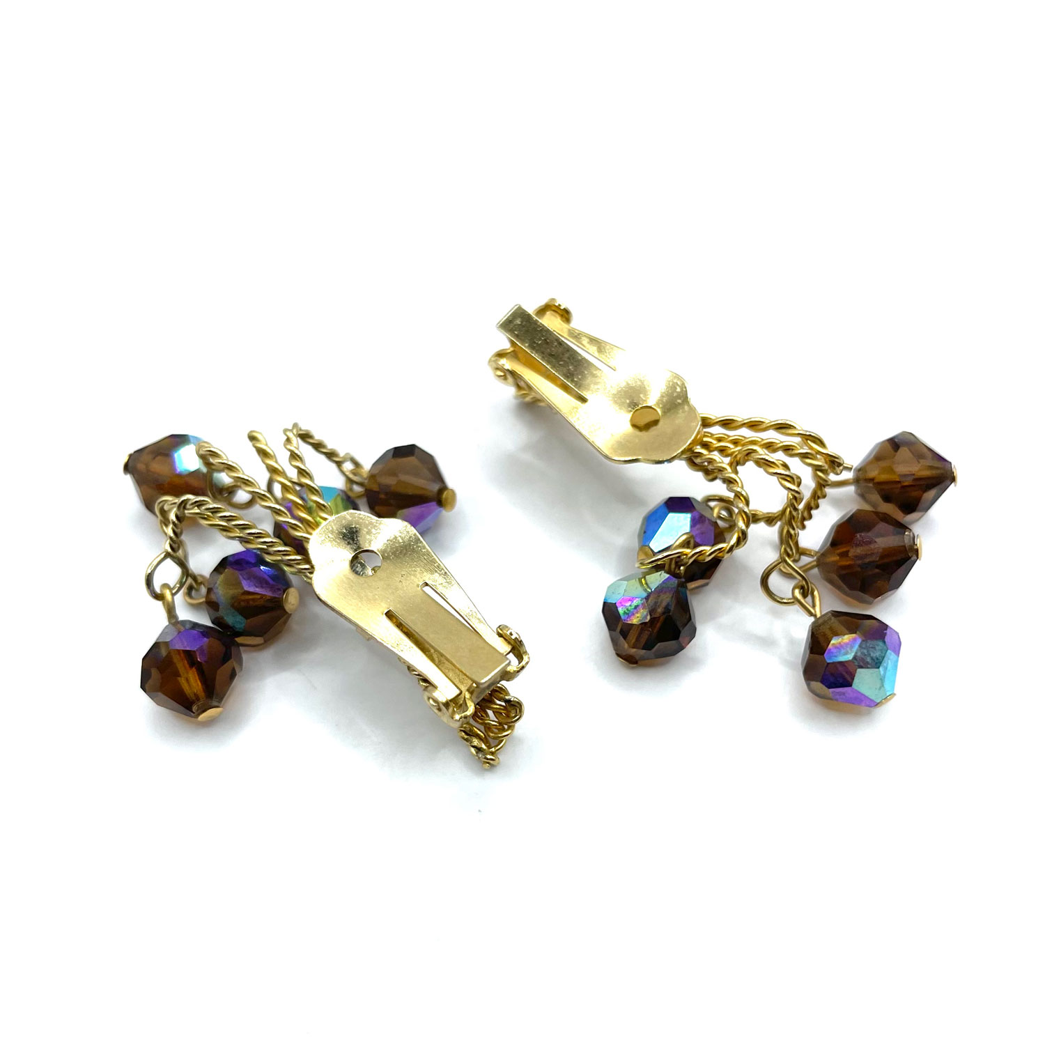 1960s crystal bead brooch and earring set