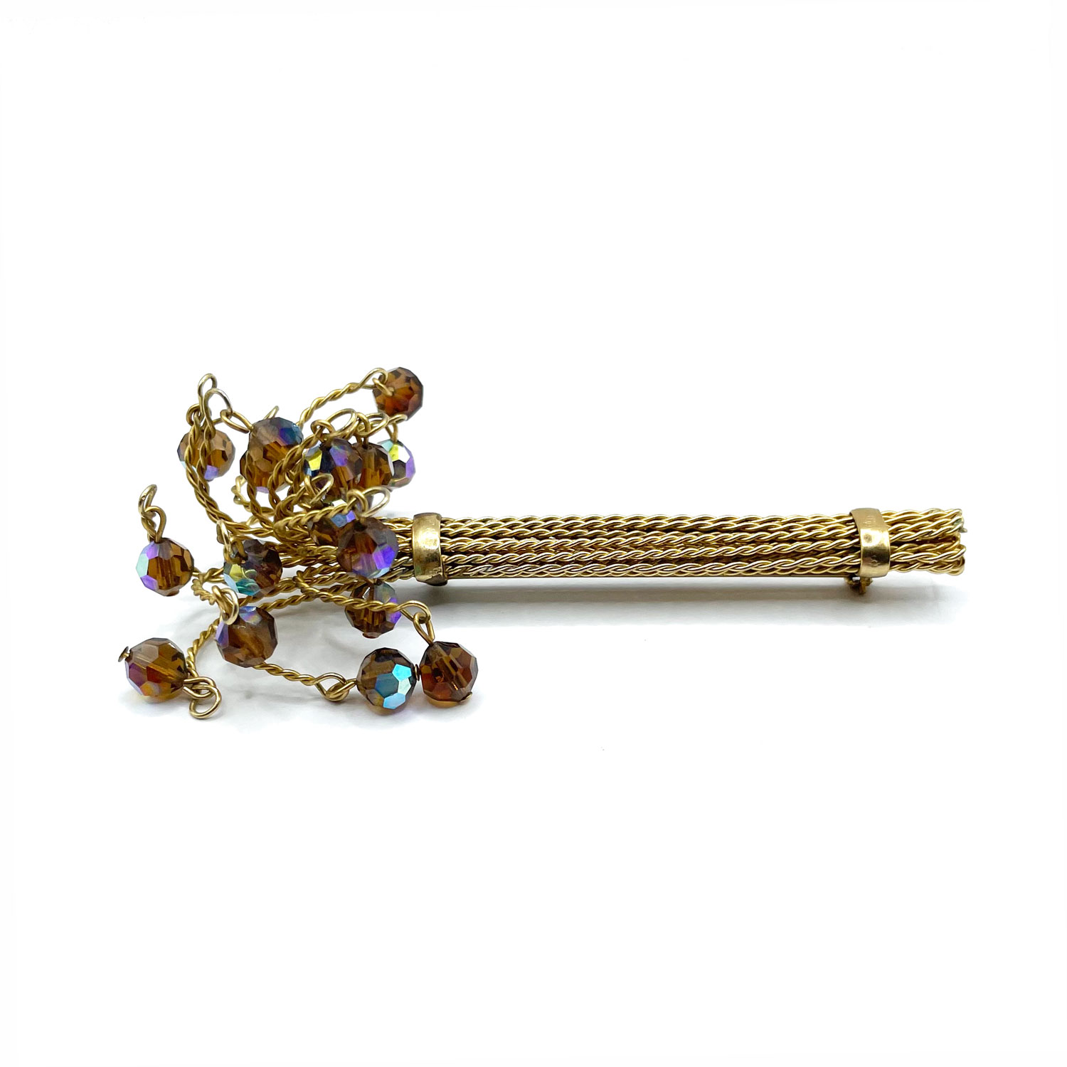 1960s crystal bead brooch and earring set