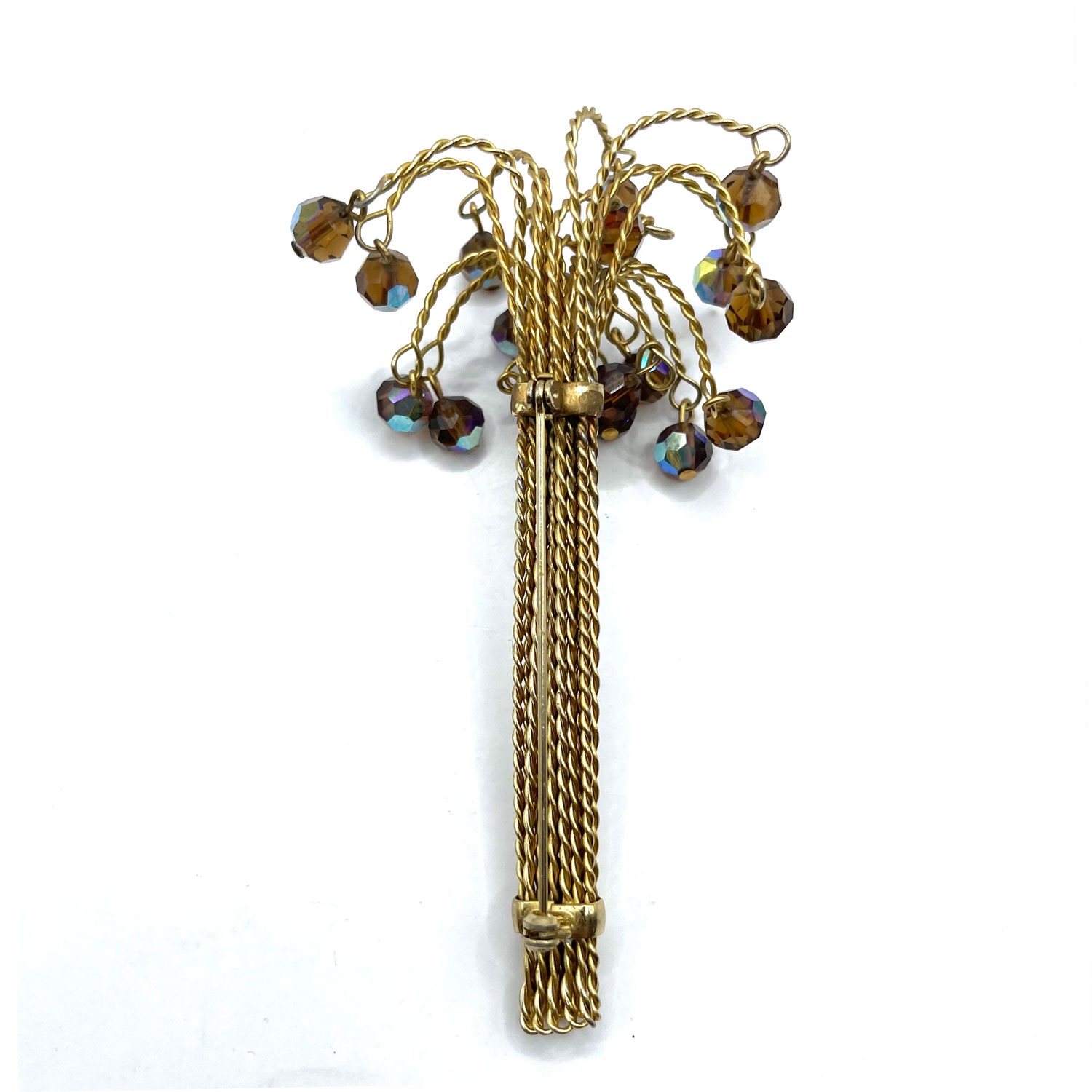 1960s Aurora Borealis crystal brooch and earring set
