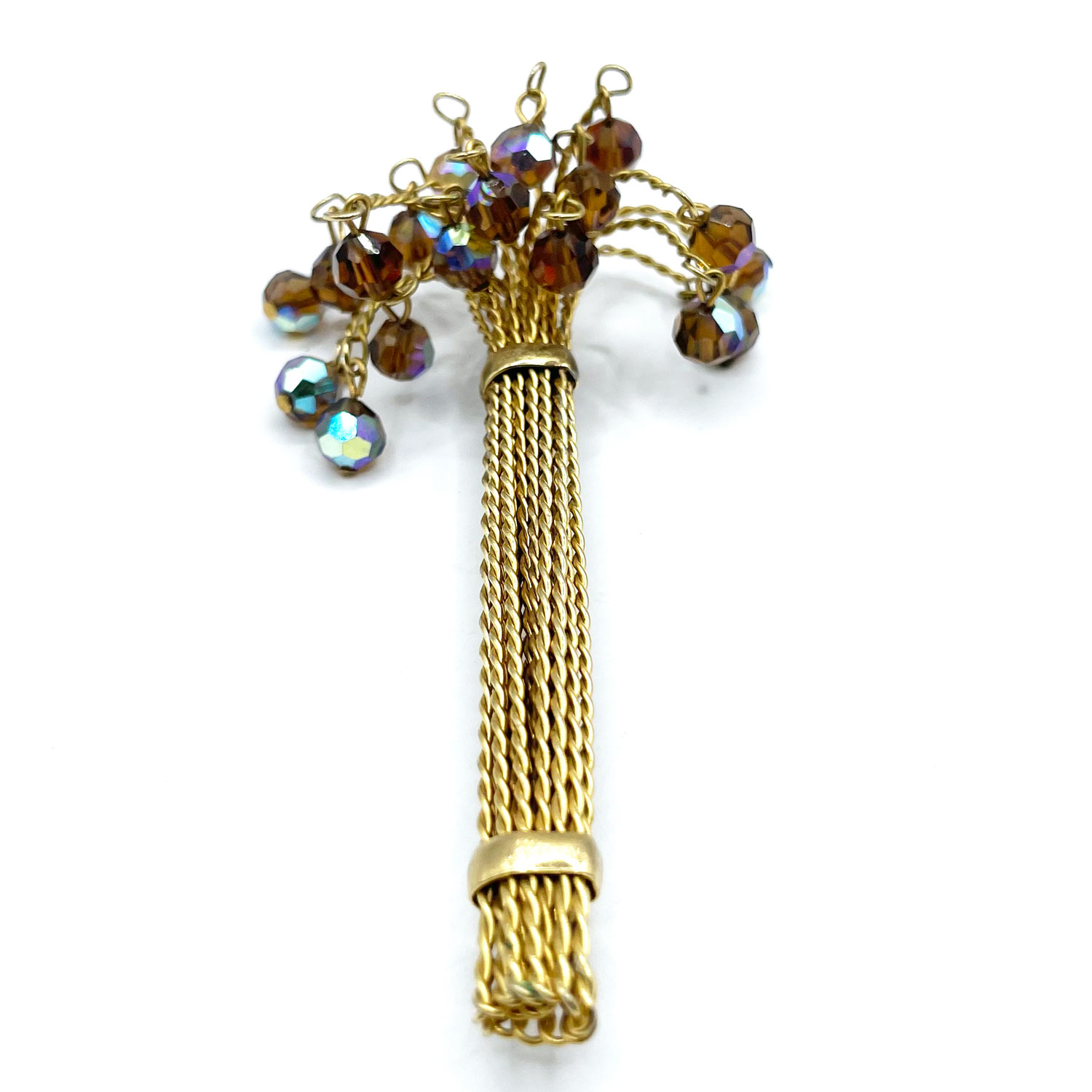 1960s crystal bead brooch and earring set