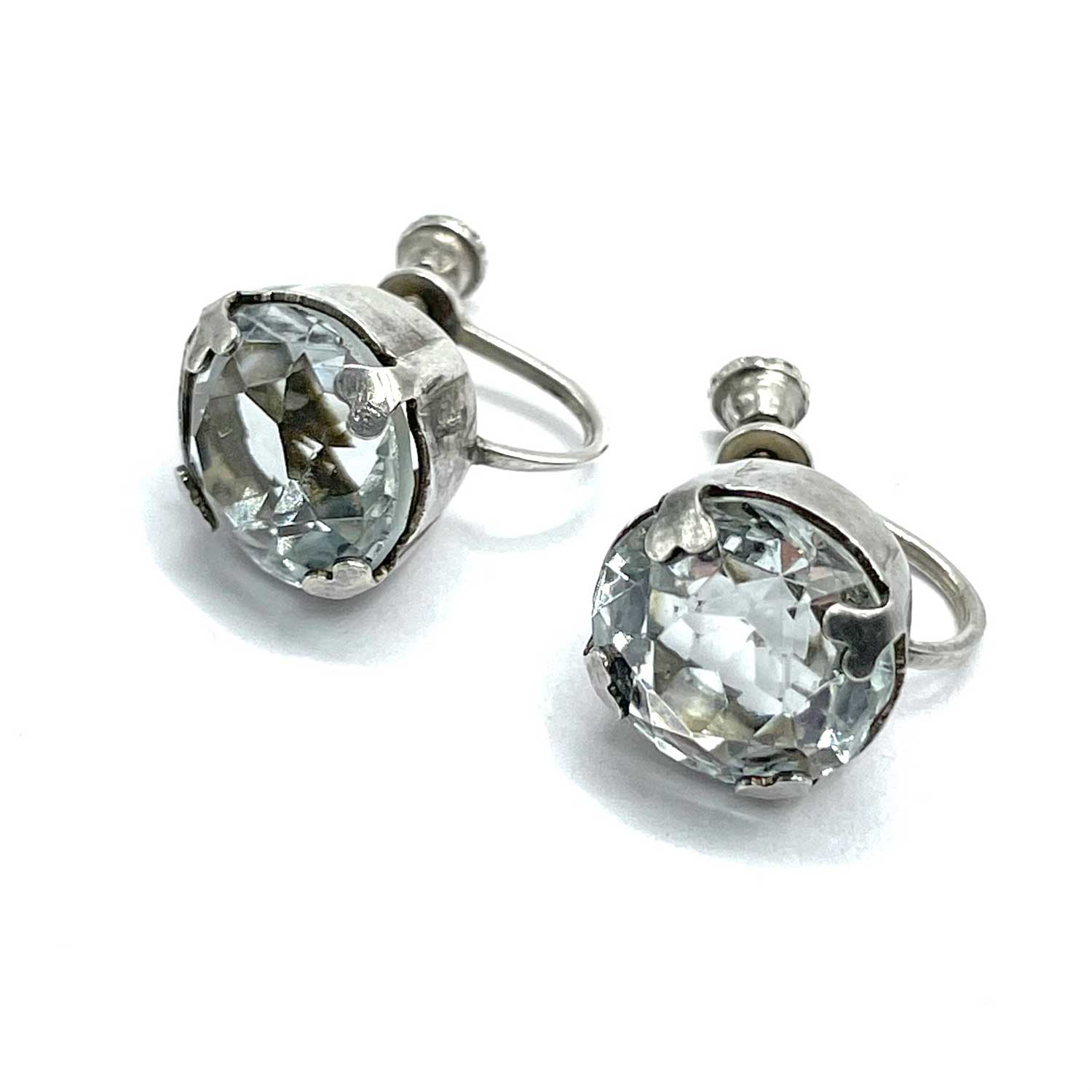 1940s sterling flower brooch and earring set