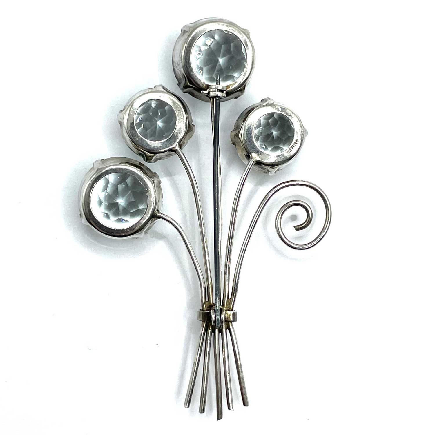 Sterling silver brooch and earring set