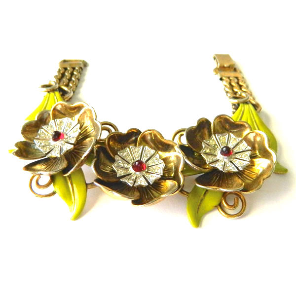1940's enameled floral bracelet