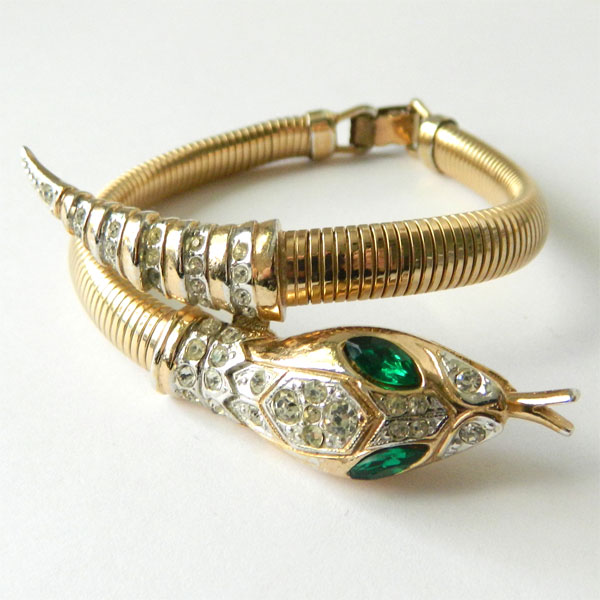 1940's rhinestone snake bracelet