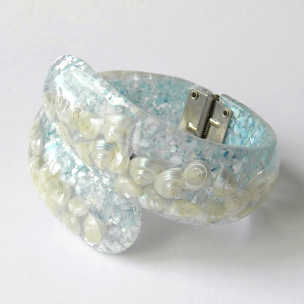 Confetti lucite clamper bracelet