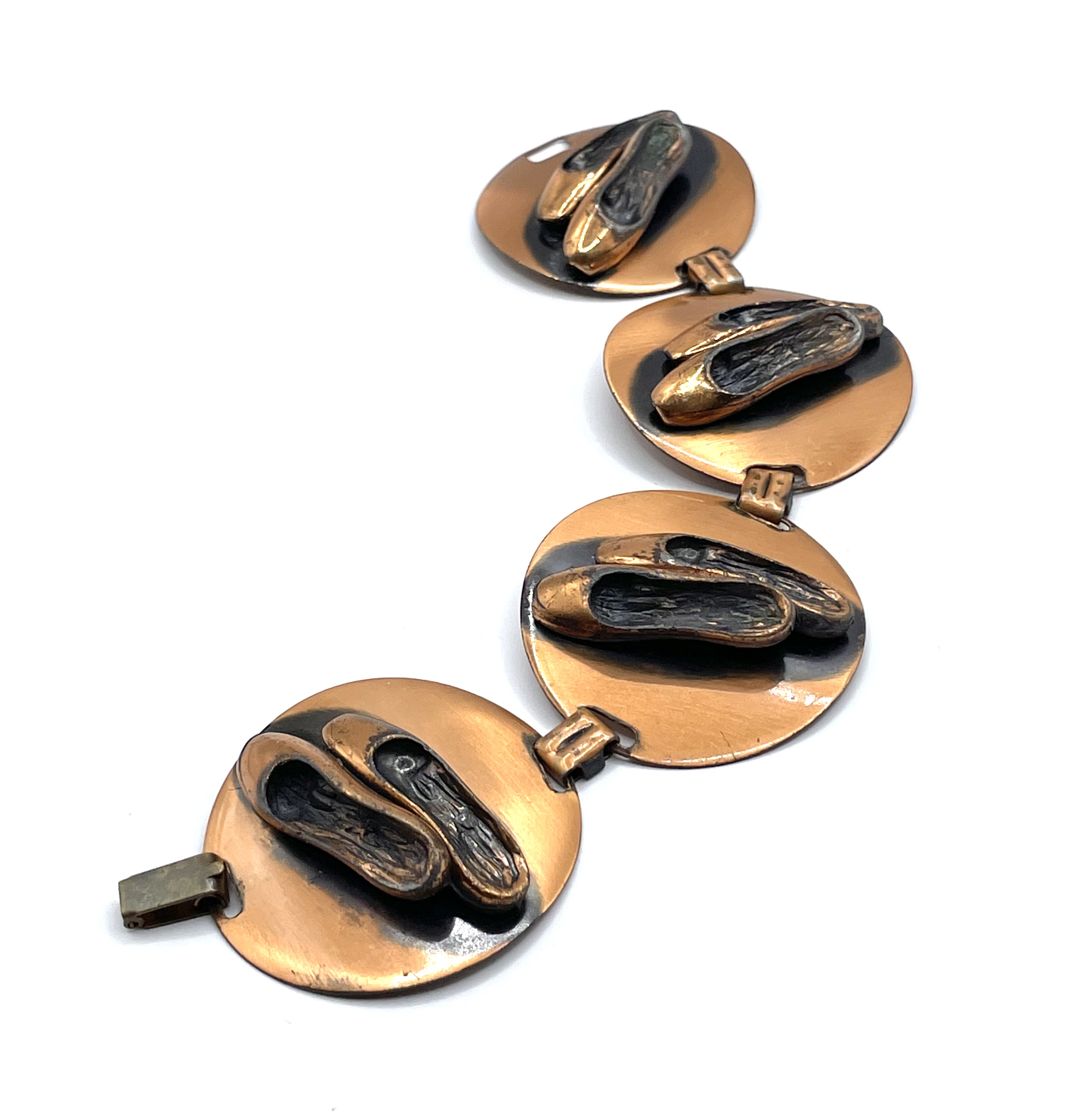 Copper ballet shoes bracelet