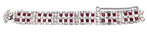 vintage red Hobe rhinestone bracelet