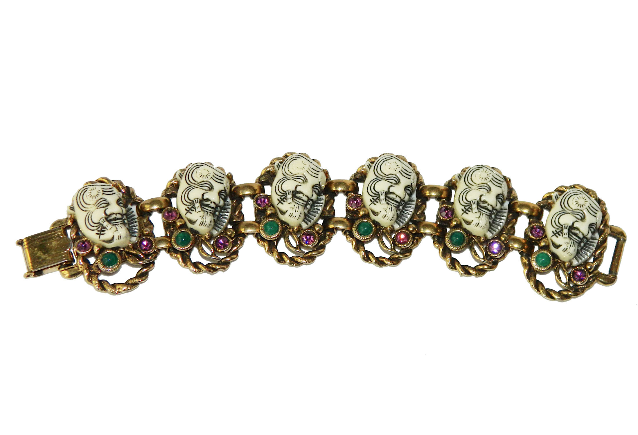 Selro 1950s Noh mask bracelet