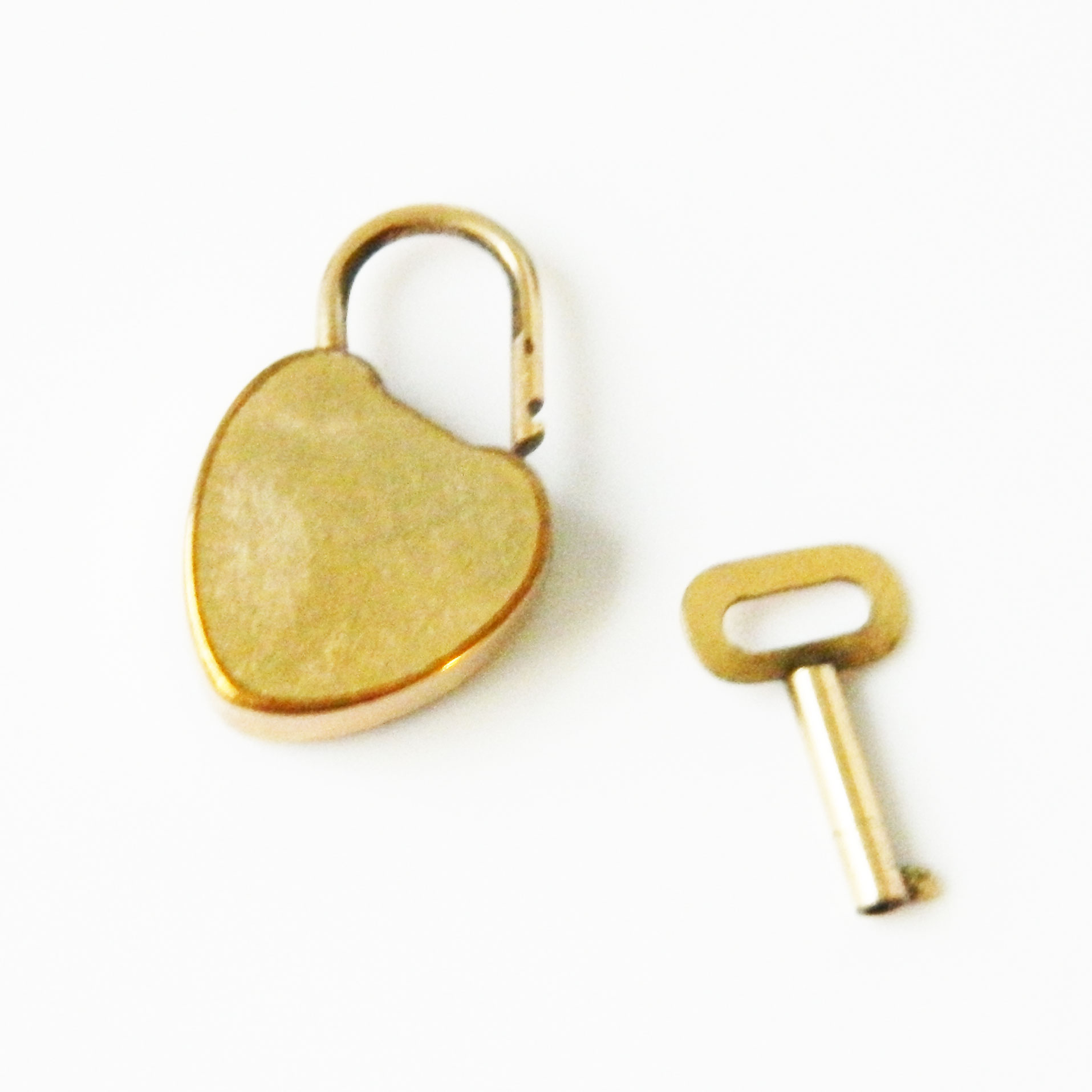 Antique gold filled heart lock and key bracelet