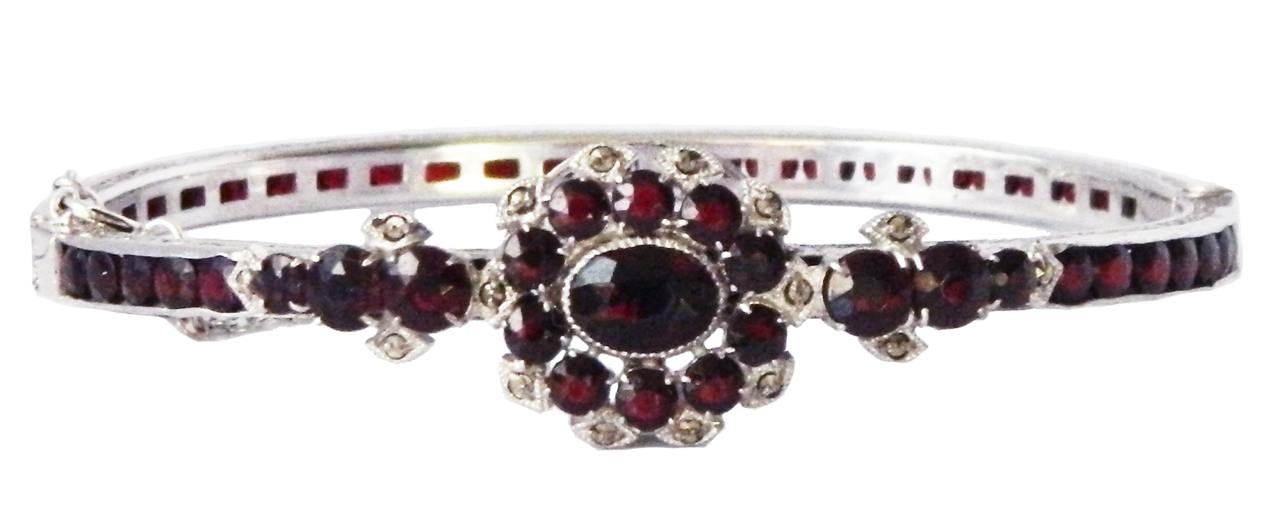 Silver garnet bracelet