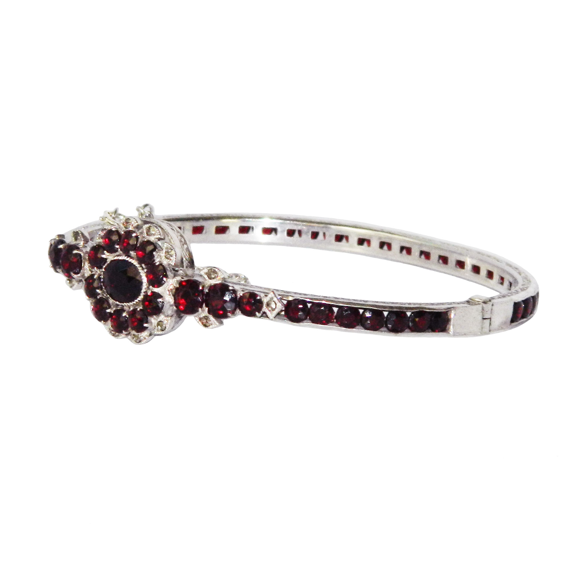 Silver garnet bracelet