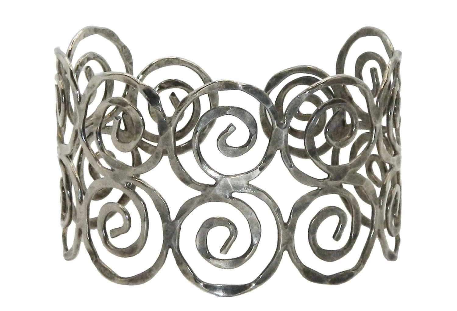 spiral hammered metal cuff bracelet