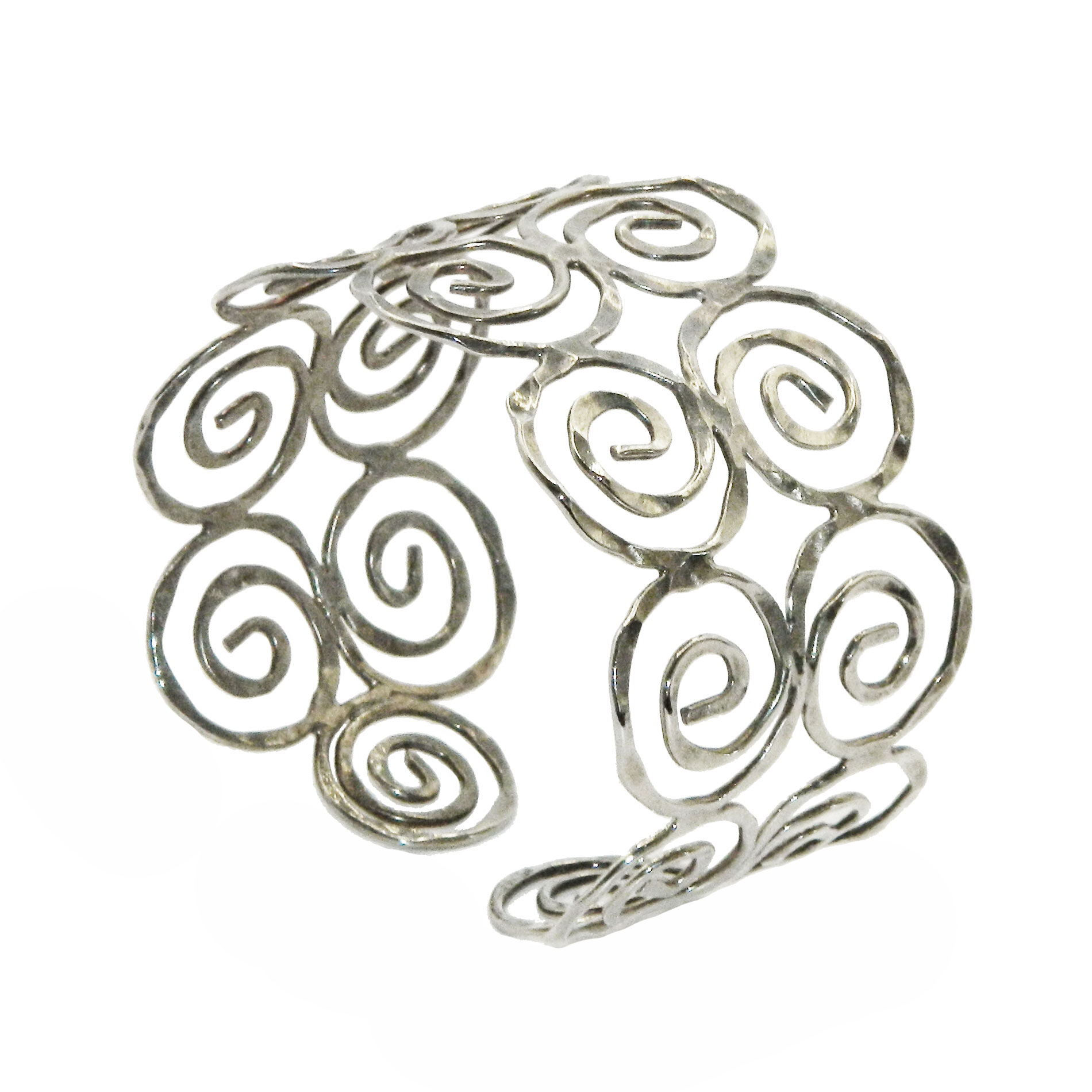 spiral hammered metal cuff bracelet