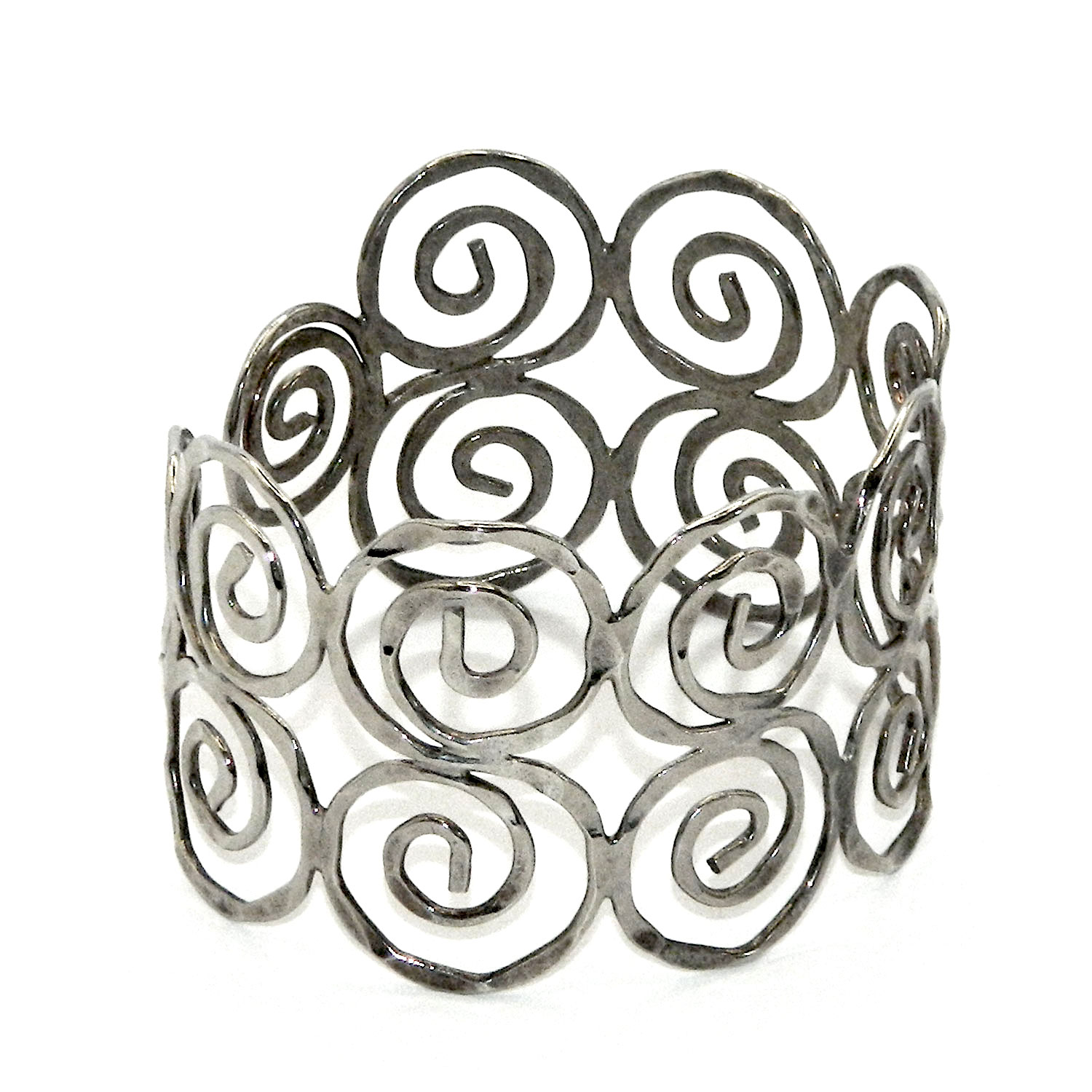 spiral hammered metal cuff bracelet
